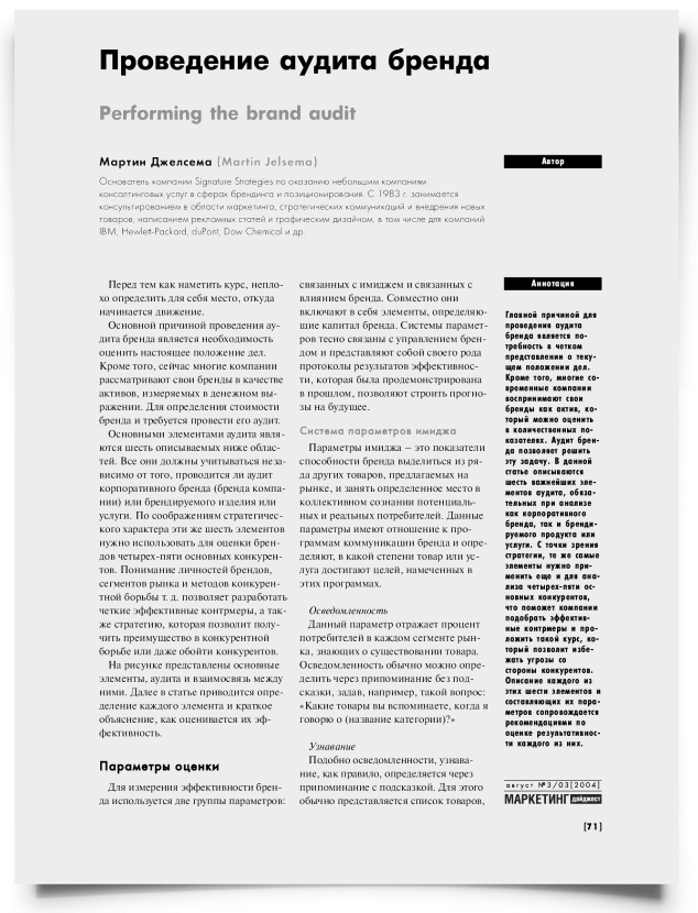 Проведение аудита бренда - титульная страница