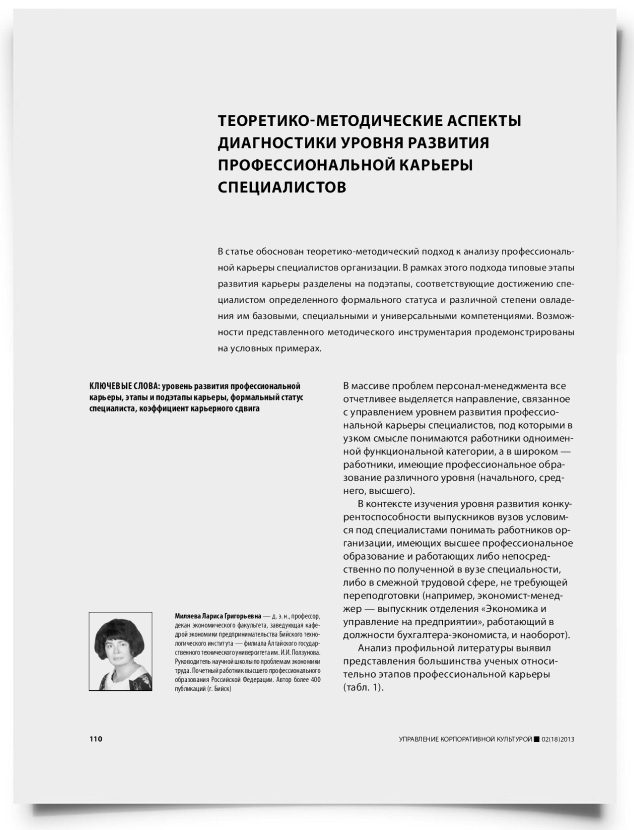 Теоретико-методические аспекты диагностики уровня развития профессиональной карьеры специалистов - титульная страница