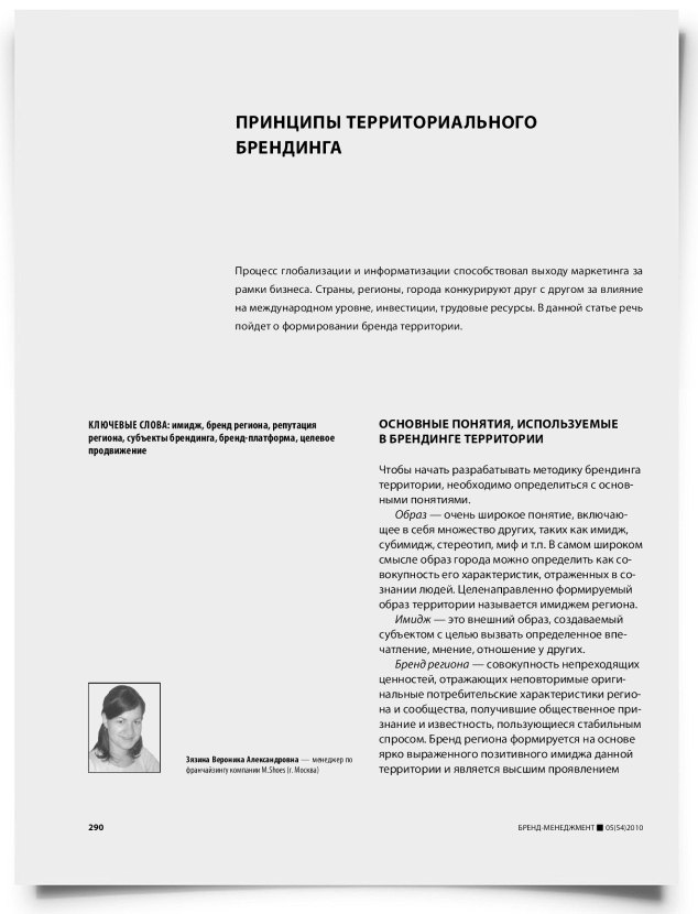 Принципы территориального брендинга - титульная страница