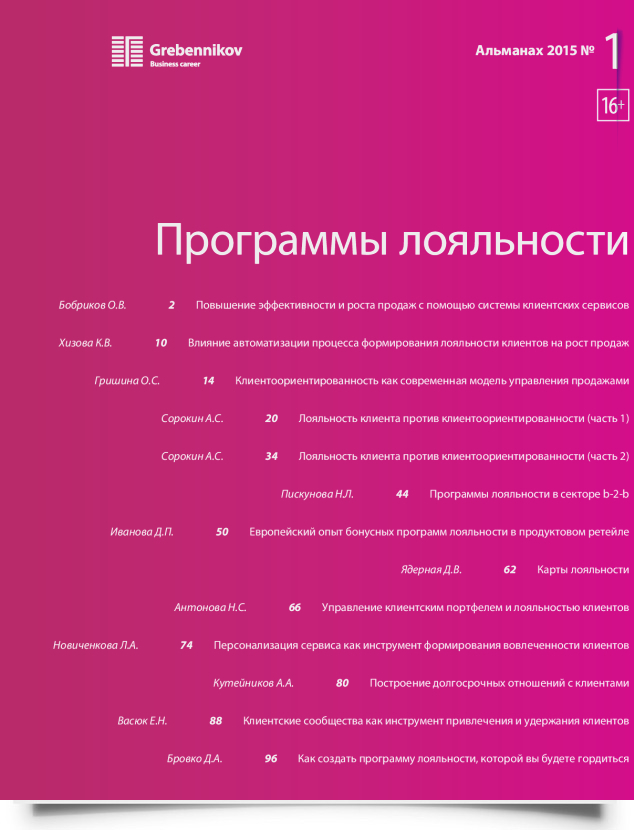 Программы лояльности - титульная страница