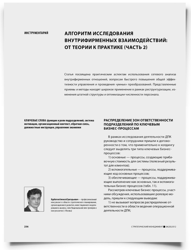 Алгоритм исследования внутрифирменных взаимодействий: от теории к практике (часть 2) - титульная страница
