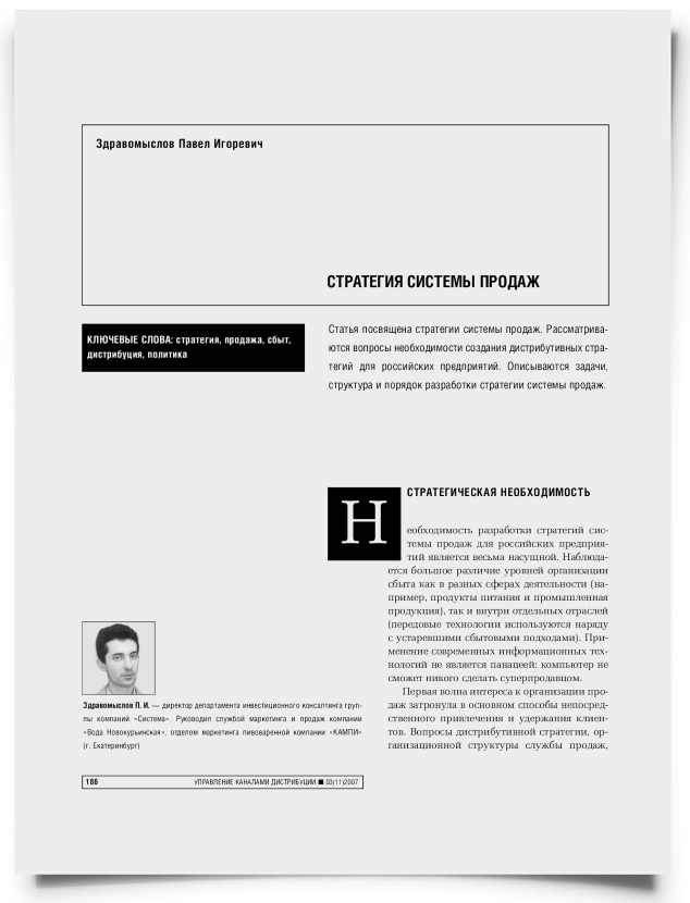 Стратегия системы продаж - титульная страница