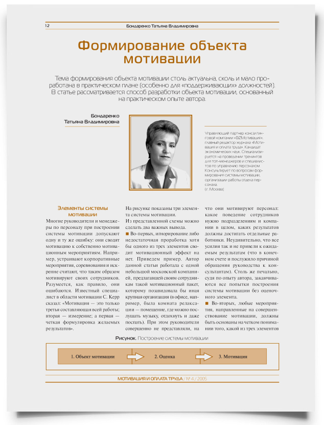 Формирование объекта мотивации - титульная страница