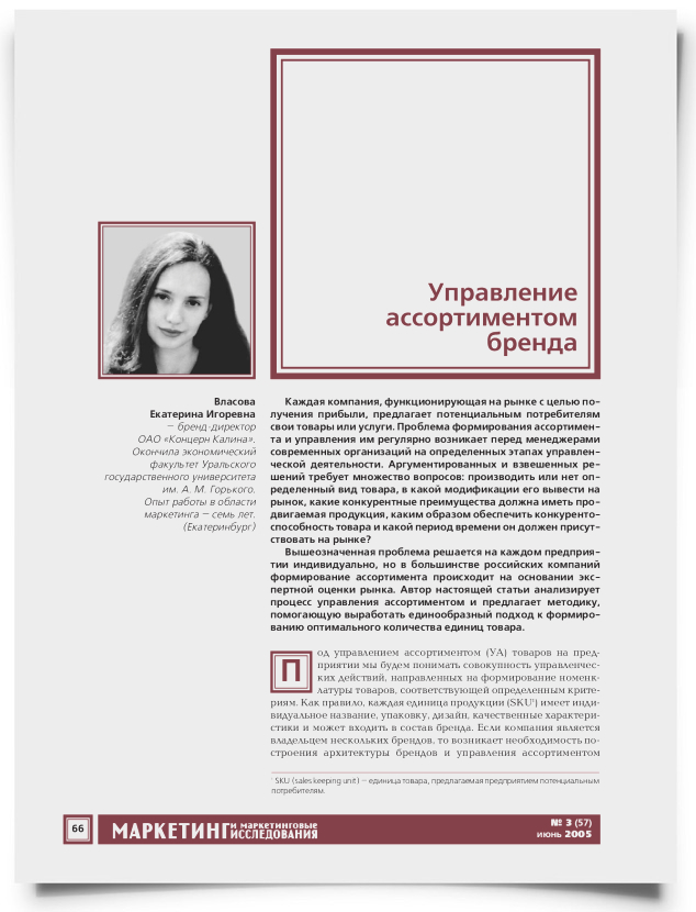 Управление ассортиментом бренда - титульная страница