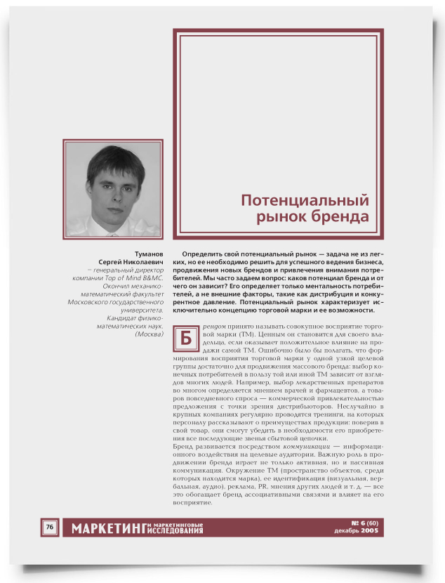 Потенциальный рынок бренда - титульная страница