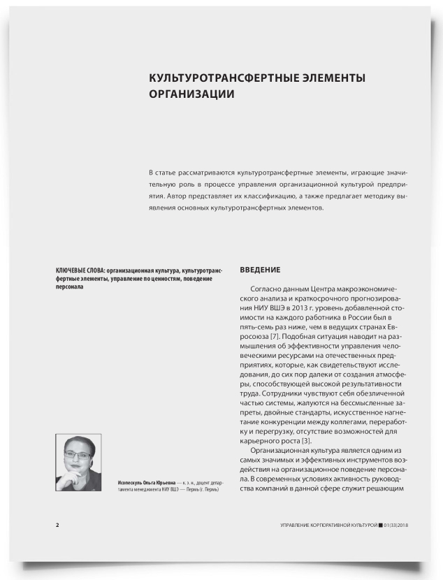 Культуротрансфертные элементы организации - титульная страница