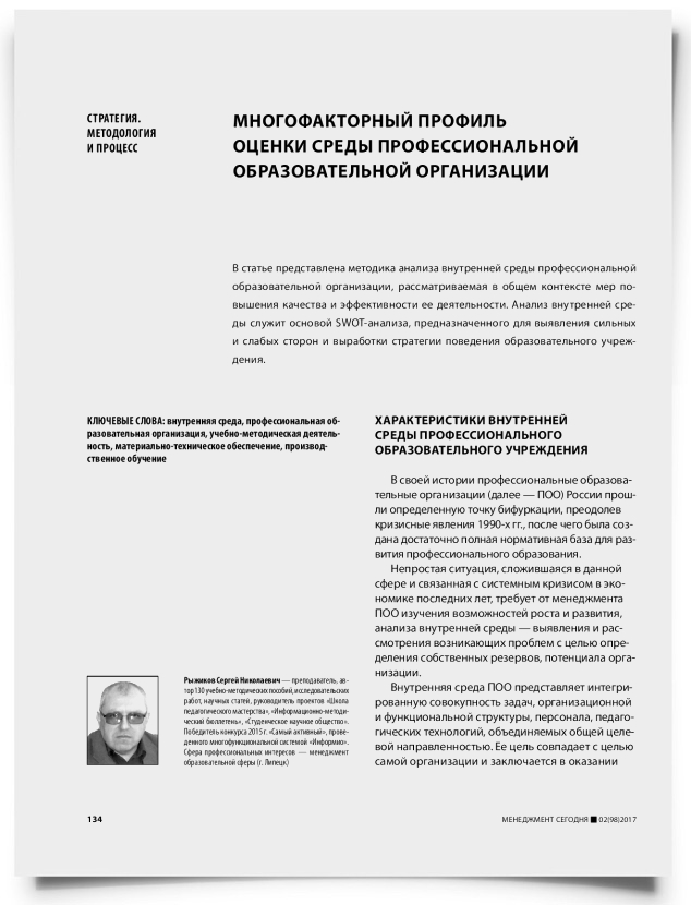 Многофакторный профиль оценки среды профессиональной образовательной организации - титульная страница