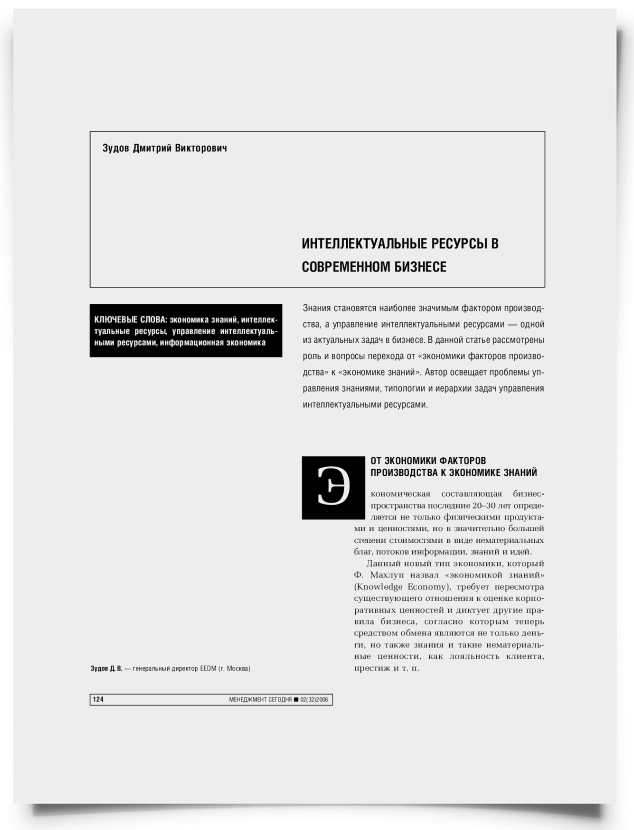Интеллектуальные ресурсы в современном бизнесе - титульная страница