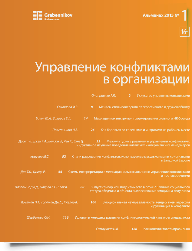 Управление конфликтами в организации - титульная страница