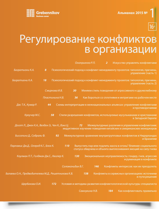 Регулирование конфликтов в организации - титульная страница