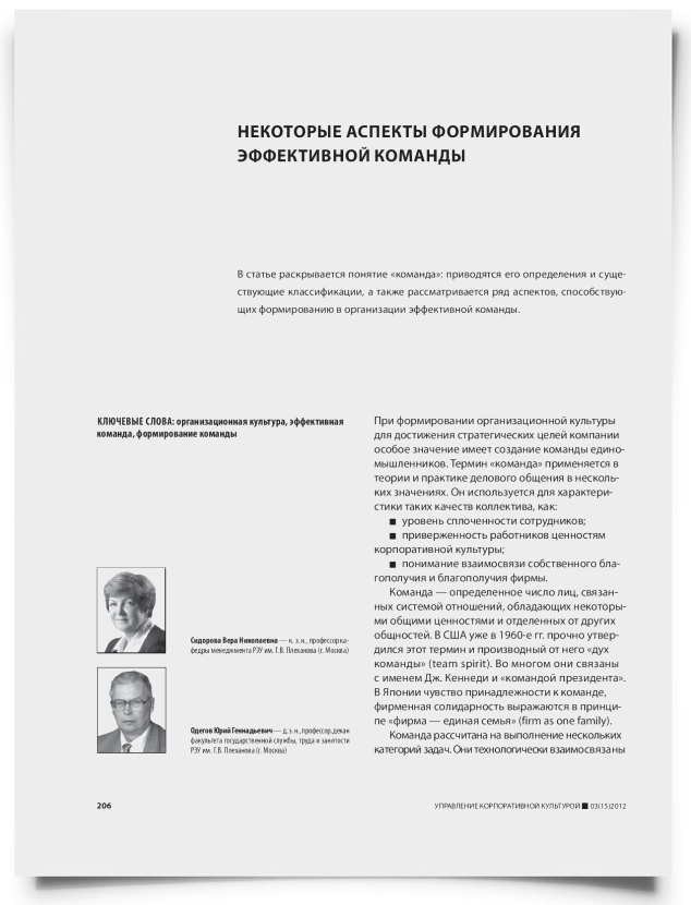 Некоторые аспекты формирования эффективной команды - титульная страница